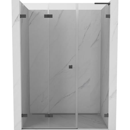Mexen Lunar-F L sulankstomos dušo durys kairės 130 cm, skaidrios, matinės pilkos šlifuotos - 836SL-130-050-66-00-L