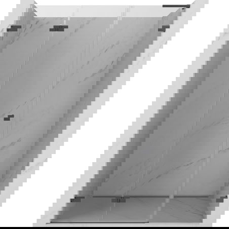 Mexen Lunar-F L sudedamos dušo durys kairinės 140 cm, skaidrios, šešėlinė pilka matinė - 836SL-140-050-66-00-L