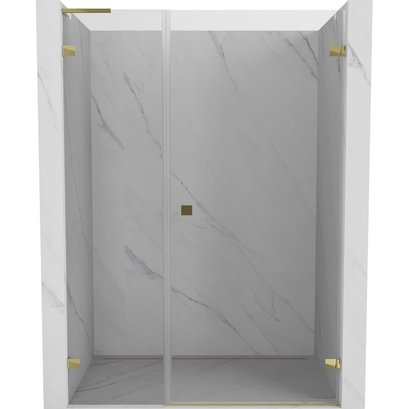 Mexen Lunar-B L dešinės pusės dušo durys 140 cm, skaidrios, auksinės - 832SL-140-050-50-00-P