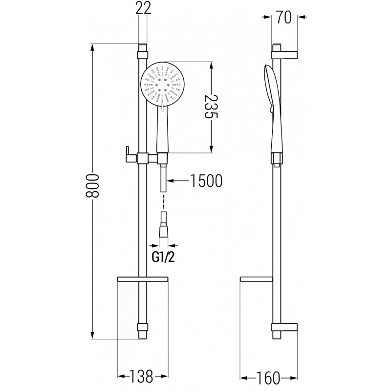 Mexen DQ67 slankiojančios juodos spalvos dušo komplektas - 785674581-70