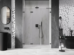 Mexen Lunar-F L sulankstomos dušo durys, kairiosios 140 cm, skaidrios, gun metal - 836SL-140-050-95-00-L