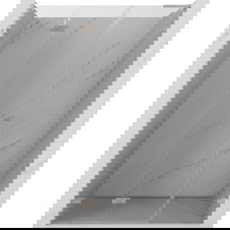 Mexen Lunar-F L sulankstomos dušo durys, kairios 140 cm, permatomos, šlifuotas nikelis - 836SL-140-050-97-00-L