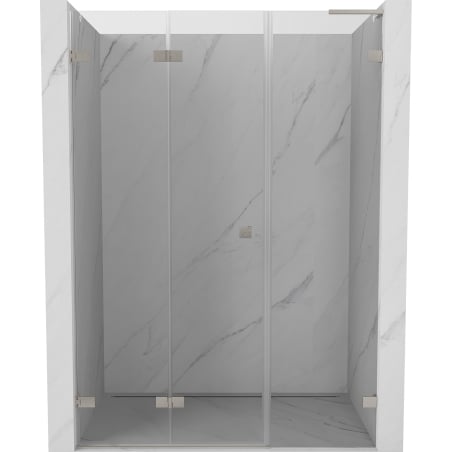 Mexen Lunar-F L sulankstomos kairinės dušo durys 140 cm, permatomos, šepečiuotas nikelis - 836SL-140-050-97-00-L