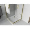 Mexen Rio kvadratinė dušo kabina 80 x 80 cm, baltos juostos, auksinė + Flat padėklas, baltas - 860-080-080-50-20-4010G