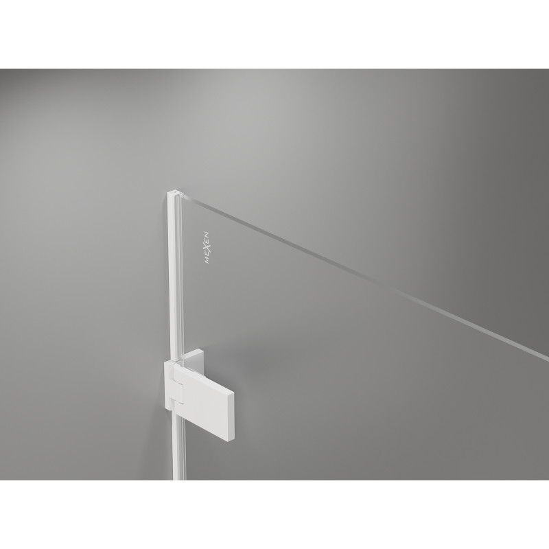 Mexen Lunar-F L sulankstomos dešinės pusės dušo durys 135 cm, skaidrūs, balti - 836SL-135-050-20-00-P