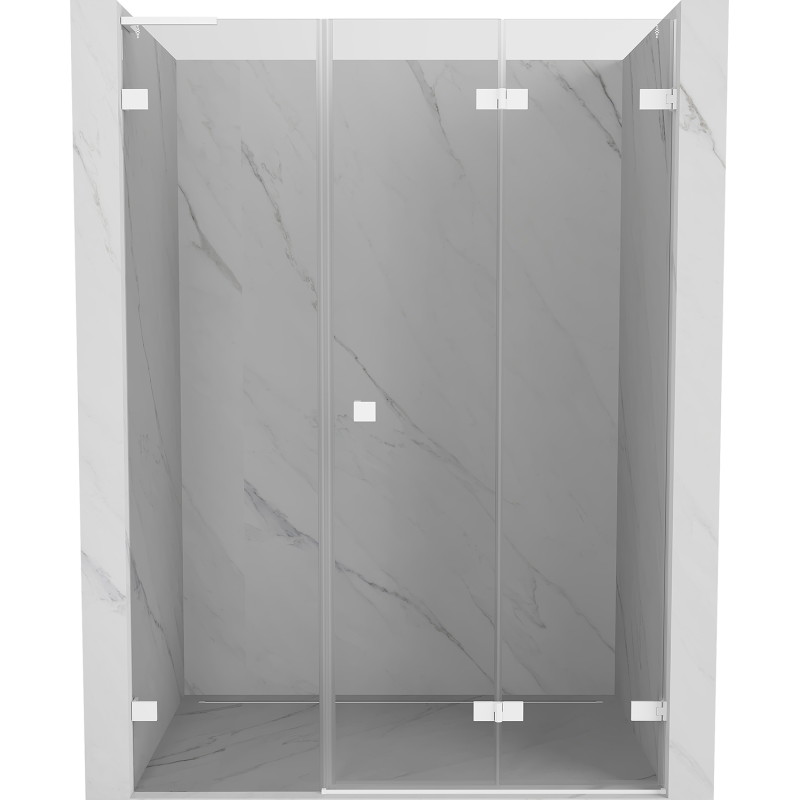 Mexen Lunar-F L sulankstomos dešinės pusės dušo durys 135 cm, skaidrūs, balti - 836SL-135-050-20-00-P