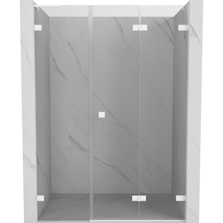 Mexen Lunar-F L sulankstomos dešinės pusės dušo durys 135 cm, skaidrūs, balti - 836SL-135-050-20-00-P