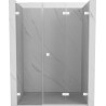 Mexen Lunar-F L sulankstomos dešinės pusės dušo durys 135 cm, skaidrūs, balti - 836SL-135-050-20-00-P