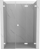 Mexen Lunar-F L sulankstomos dešinės pusės dušo durys 135 cm, skaidrūs, balti - 836SL-135-050-20-00-P