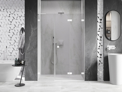 Mexen Lunar-F L dušo durys, lankstomos dešinės 145 cm, permatomos, baltos - 836SL-145-050-20-00-P