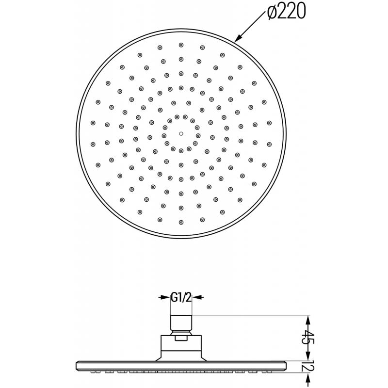 Mexen D-40 lietvamzdis 22 cm, juodas - 79740-70