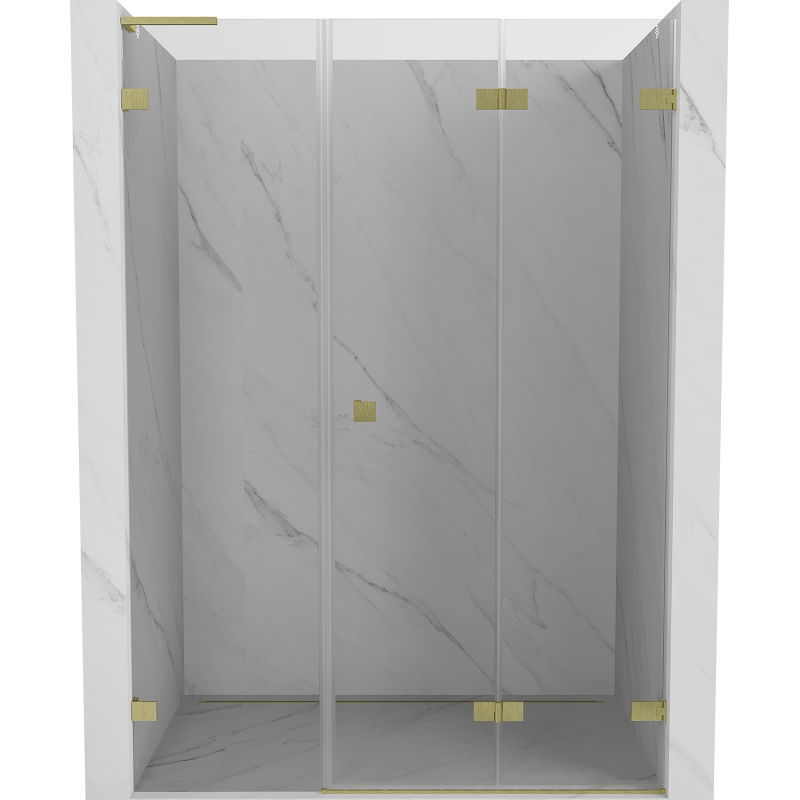 Mexen Lunar-F L sulankstomos dešinės dušo durys 130 cm, skaidrios, šlifuotas auksas - 836SL-130-050-55-00-P