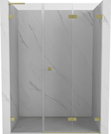 Mexen Lunar-F L sulankstomos dešinės dušo durys 130 cm, skaidrios, šlifuotas auksas - 836SL-130-050-55-00-P