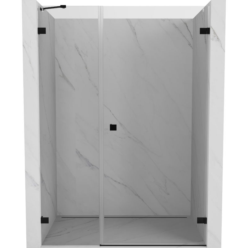 Mexen Lunar-B ištraukiamos dušo durys dešinės 125 cm, skaidrios, juodos - 832S-125-050-70-00-P