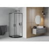 Mexen Rio pusiau apvalus dušo kabina 90 x 90 cm, matinė, juoda + Flat padėklas, juodas - 863-090-090-70-30-4170B