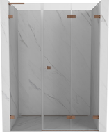 Mexen Lunar-F L dešinės pusės sulankstomos dušo durys 130 cm, skaidrios, šlifuota varis - 836SL-130-050-65-00-P