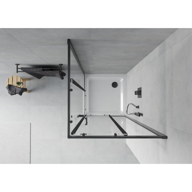 Mexen Rio kvadratinė dušo kabina 80 x 80 cm, skaidri, juoda + Flat padėklas, baltas - 860-080-080-70-00-4010B