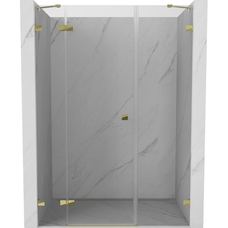Mexen Lunar kairenamos dušo durys kairės 120 cm, skaidrios, auksinės - 834S-120-050-50-00-L