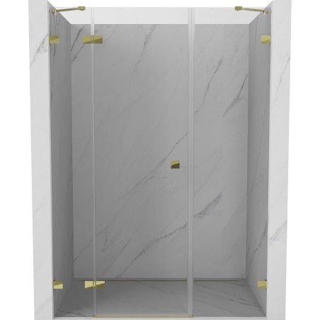Mexen Lunar kairenamos dušo durys kairės 120 cm, skaidrios, auksinės - 834S-120-050-50-00-L
