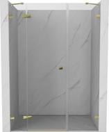 Mexen Lunar kairenamos dušo durys kairės 120 cm, skaidrios, auksinės - 834S-120-050-50-00-L