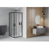 Mexen Rio kvadratinis dušo kabinas 80 x 80 cm, permatomas, juodas + lygus padėklas, baltas - 860-080-080-70-00-4010B