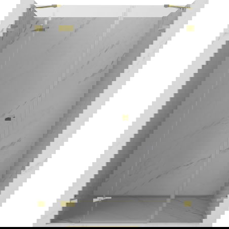 Mexen Lunar, atveriamosios dušo durys, kairinės, 135 cm, permatomos, auksinės - 834S-135-050-50-00-L