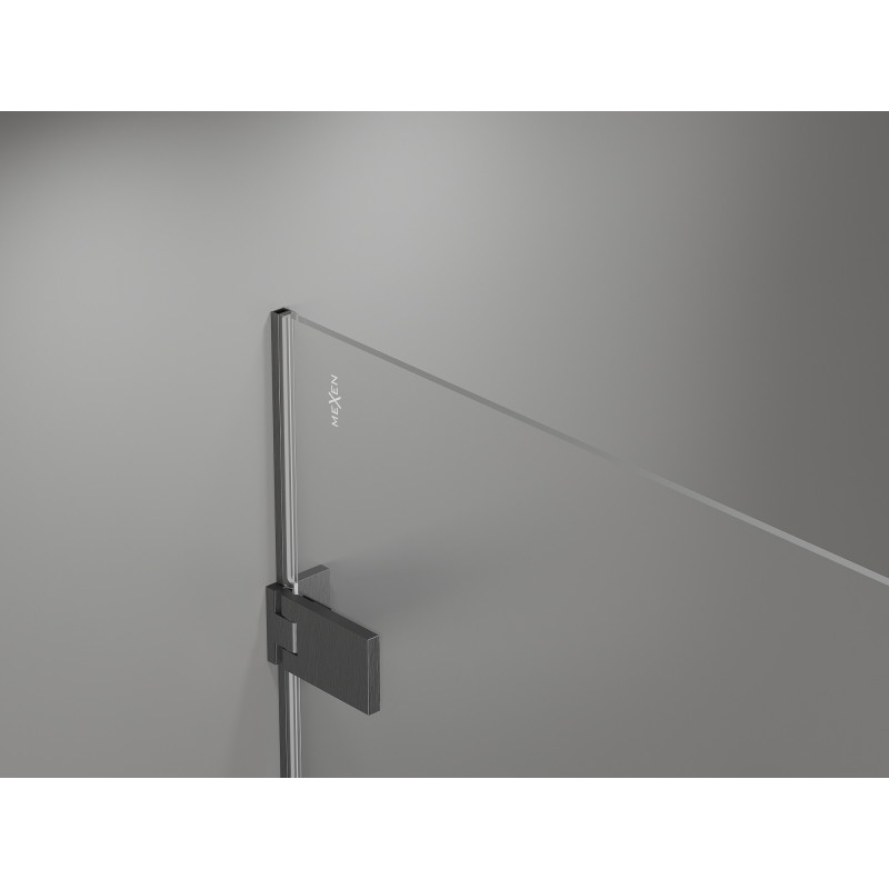 Mexen Lunar-F L dušo durys sulankstomos dešinės 135 cm, skaidrios, pilka šepečiuota - 836SL-135-050-66-00-P