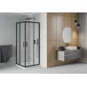 Mexen Rio kvadratinis dušo kabinas 80 x 80 cm, matinis, juodas + padėklas Flat, baltas - 860-080-080-70-30-4010B
