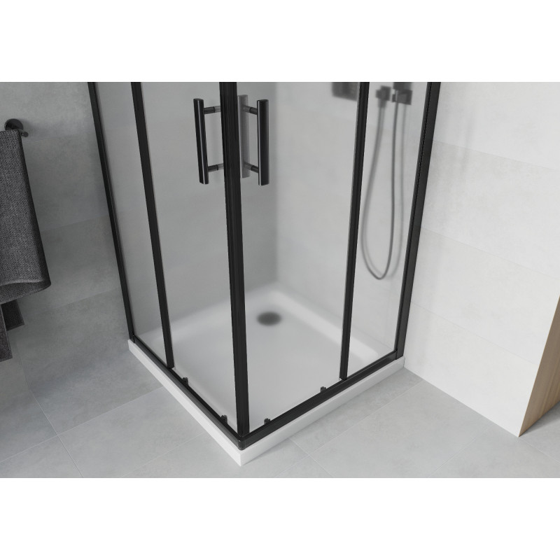 Mexen Rio kvadratinė dušo kabina 80 x 80 cm, matinis, juodas + Flat padėklas, baltas - 860-080-080-70-30-4010B