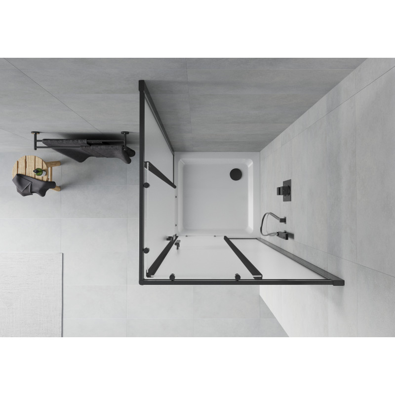 Mexen Rio kvadratinė dušo kabina 80 x 80 cm, matinis, juodas + Flat padėklas, baltas - 860-080-080-70-30-4010B