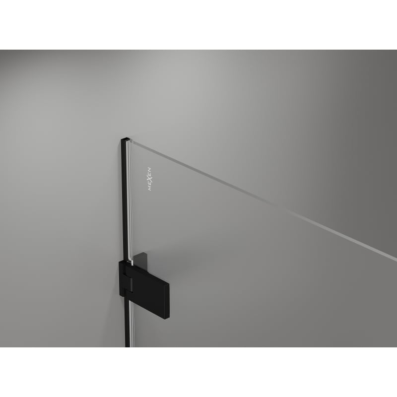 Mexen Lunar-F L atveriamos dešinės dušo durys 110 cm, permatomos, juodos - 836SL-110-050-70-00-P