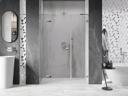 Mexen Lunar L dušo durys, atveriamos kairės pusės, 140 cm, skaidrios, chromas - 834SL-140-050-01-00-L