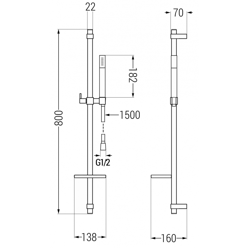 Mexen DQ70 baltas reguliuojamas dušo komplektas - 785704581-20