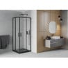 Mexen Rio kvadratinis dušo kabinas 80 x 80 cm, matinė, juoda + Flat padėklas, juodas - 860-080-080-70-30-4070B