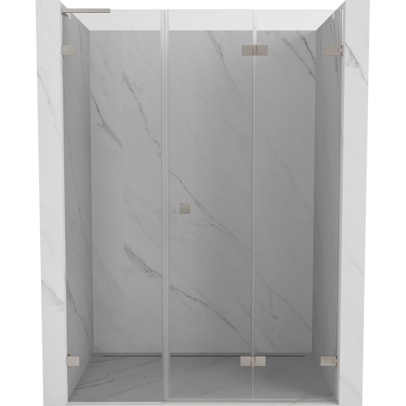 Mexen Lunar-F L sudedamos dešinės dušo durys 130 cm, skaidrios, šlifuotas nikelis - 836SL-130-050-97-00-P