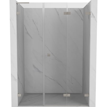 Mexen Lunar-F L sudedamos dešinės dušo durys 130 cm, skaidrios, šlifuotas nikelis - 836SL-130-050-97-00-P