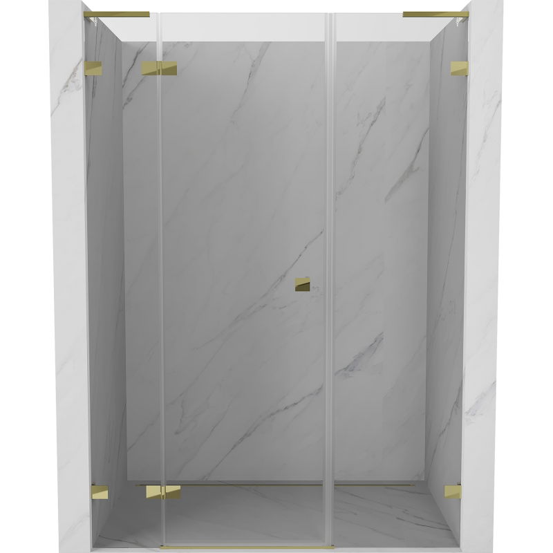 Mexen Lunar L kairiosios pusės dušo durys, 120 cm, permatomos, auksinės - 834SL-120-050-50-00-L