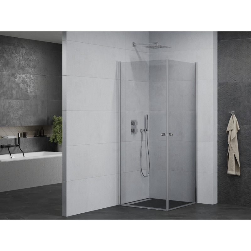 Mexen Pretoria Dviguba dušo kabina su atveriamomis durimis 90 x 90 cm, skaidri, chromuota - 852-090-090-02-00