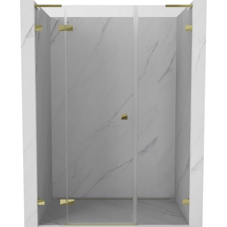 Mexen Lunar L kairioji pusė atveriamos dušo durys 150 cm, skaidrus, auksinis - 834SL-150-050-50-00-L