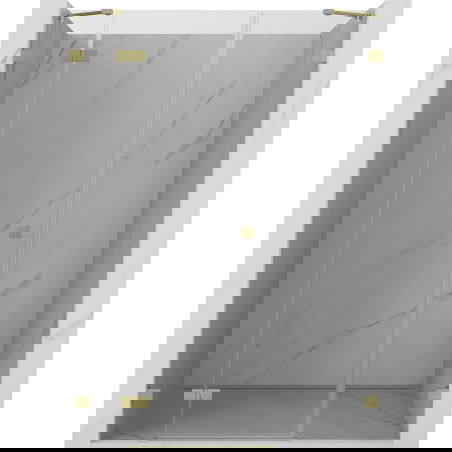 Mexen Lunar kairiosios pusės dušo durys 150 cm, skaidrios, auksinės matinės - 834S-150-050-55-00-L
