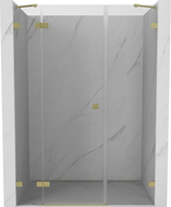 Mexen Lunar kairiosios pusės dušo durys 155 cm, skaidrios, auksinės matinės - 834S-155-050-55-00-L