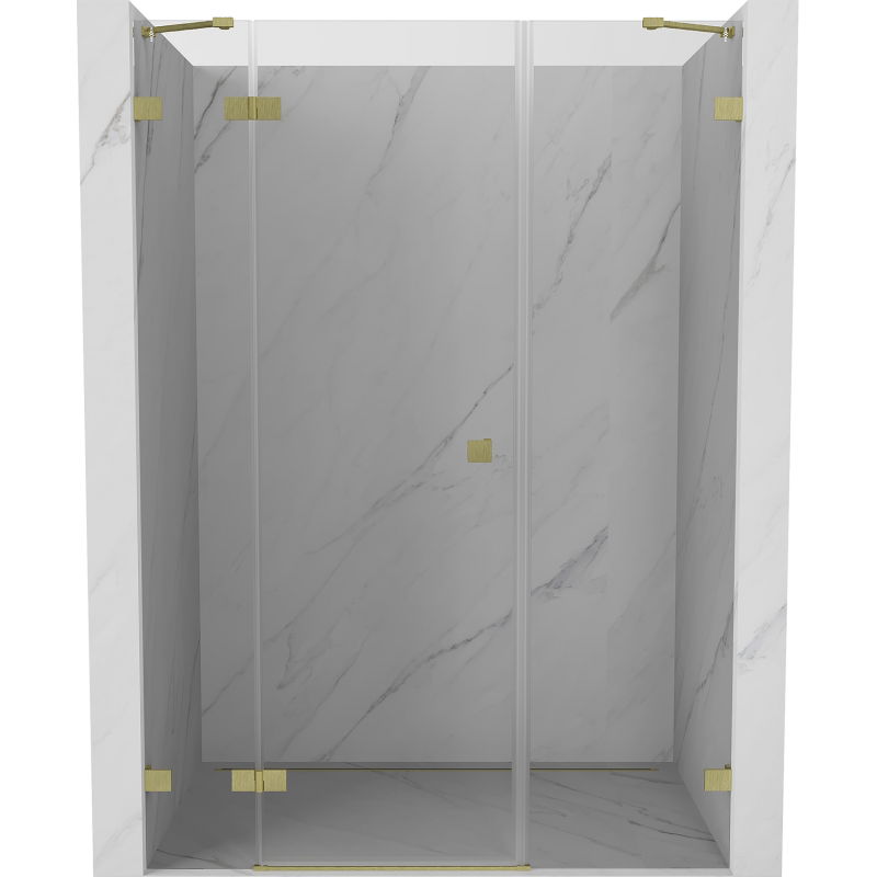 Mexen Lunar dušo durys, atidaromos kairiosios 160 cm, skaidrios, matinės auksinės - 834S-160-050-55-00-L