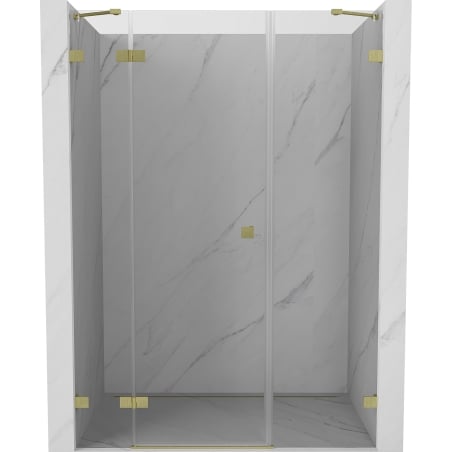 Mexen Lunar dušo durys, atidaromos kairiosios 160 cm, skaidrios, matinės auksinės - 834S-160-050-55-00-L