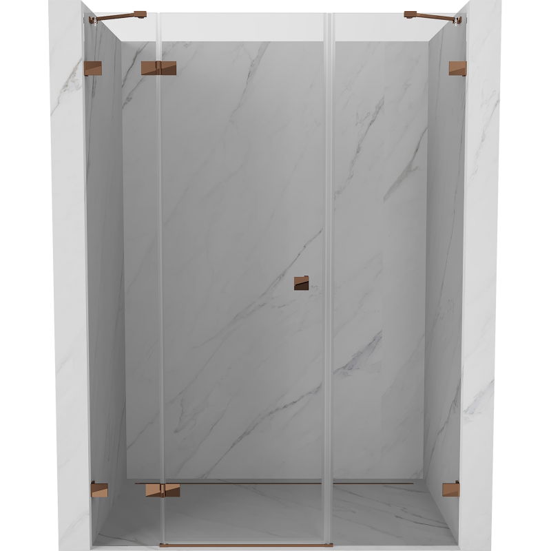 Mexen Lunar kairiosios atveriamos dušo durys 150 cm, skaidrios, rožinis auksas - 834S-150-050-60-00-L