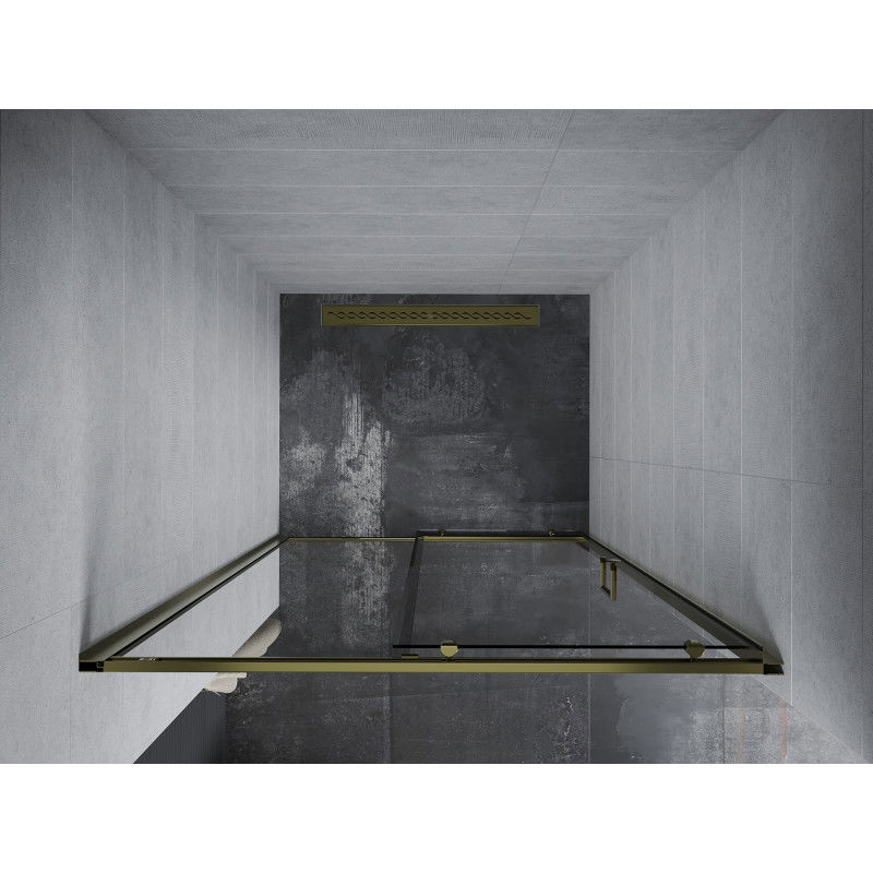 Mexen Apia stumdomos dušo durys 90 cm, skaidrios, auksinės - 845-090-000-50-00