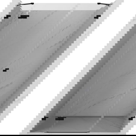 Mexen Lunar kairiosios pusės dušo durys 150 cm, permatomos, juodos - 834S-150-050-70-00-L