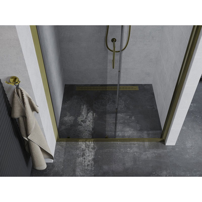 Mexen Apia stumdomos dušo durys 125 cm, skaidrios, auksinės - 845-125-000-50-00
