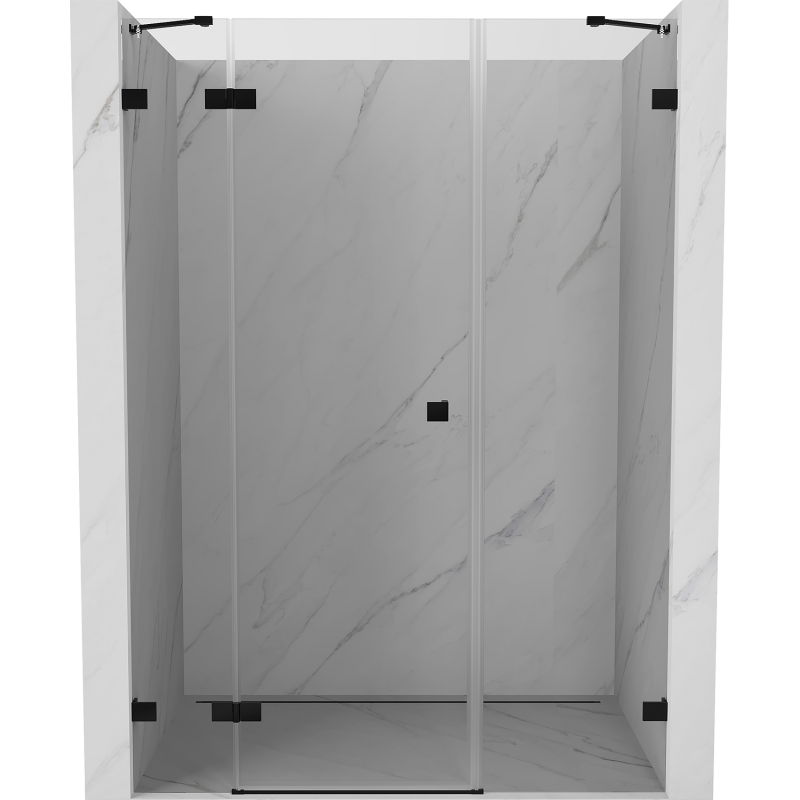 Mexen Lunar dušo durys, atsilenkiančios į kairę 155 cm, skaidrios, juodos - 834S-155-050-70-00-L