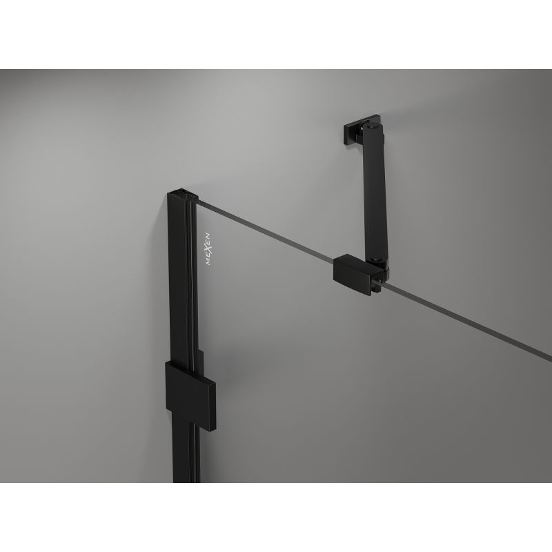 Mexen Lunar dušo durys vyratinės, kairės, 155 cm, skaidrios, juodos - 834S-155-050-70-00-L
