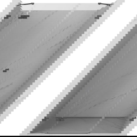 Mexen Lunar kairioji dušo durų varčia, 120 cm, permatoma, ginklinis metalas - 834S-120-050-95-00-L